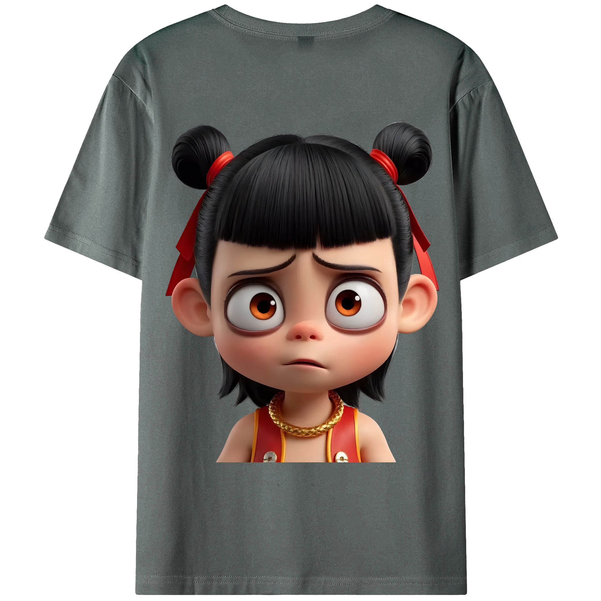 （画像用） Ne Zha 2 ナタ 魔童の大暴れ 綿100％ メンズ半袖Tシャツ（バックプリント） 通気性